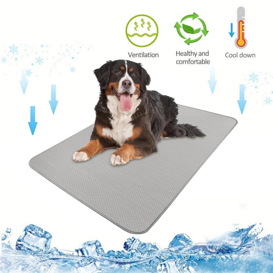 Summer Dog Cooling Mat for Large Dog,40 X 28 Inch Cooling Mat for Dogs,Portable Washable Dog Pad,Gray