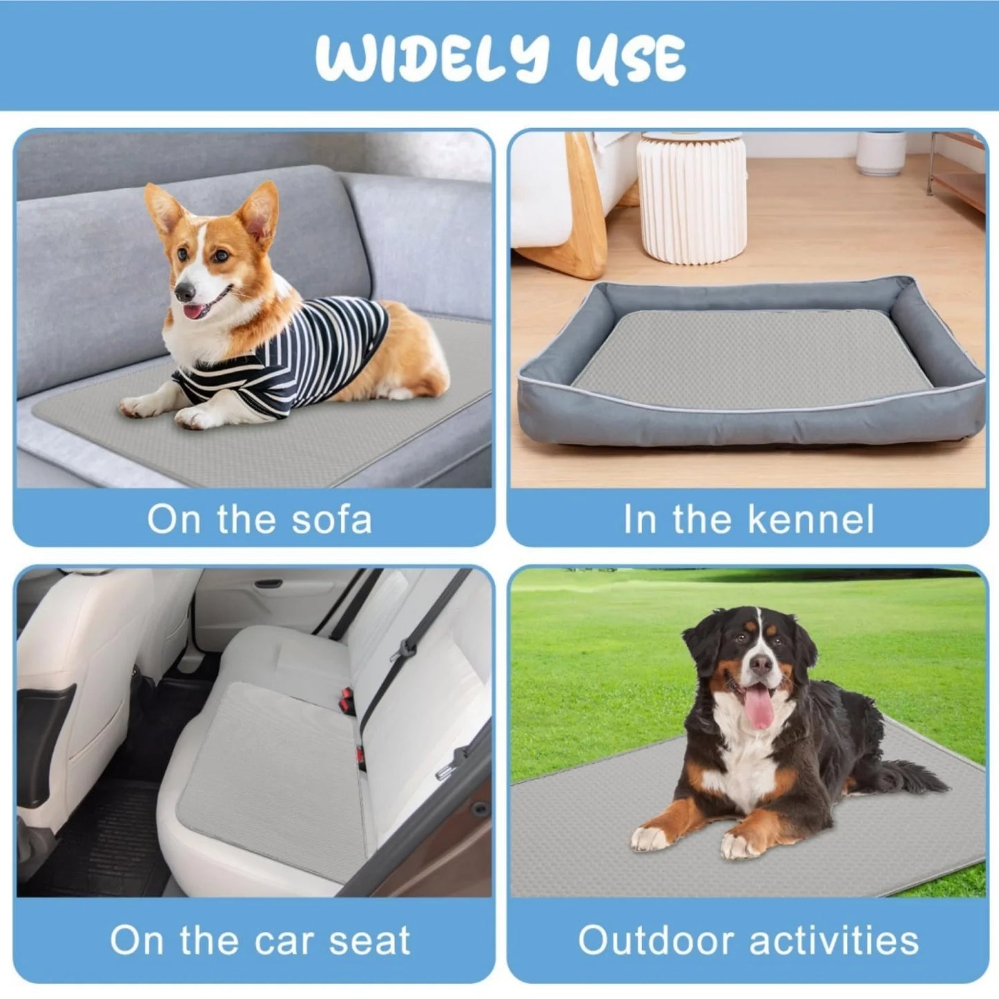 Summer Dog Cooling Mat for Large Dog,40 X 28 Inch Cooling Mat for Dogs,Portable Washable Dog Pad,Gray