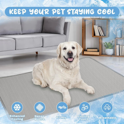 Summer Dog Cooling Mat for Large Dog,40 X 28 Inch Cooling Mat for Dogs,Portable Washable Dog Pad,Gray