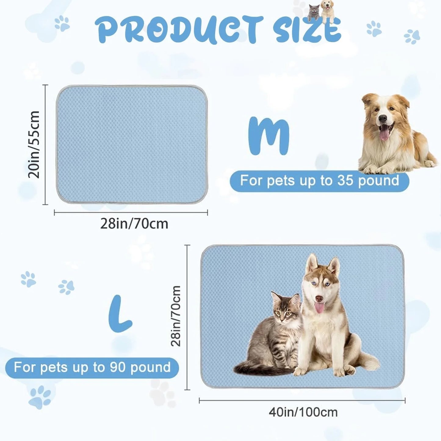 Summer Dog Cooling Mat for Large Dog,40 X 28 Inch Cooling Mat for Dogs,Portable Washable Dog Pad,Gray