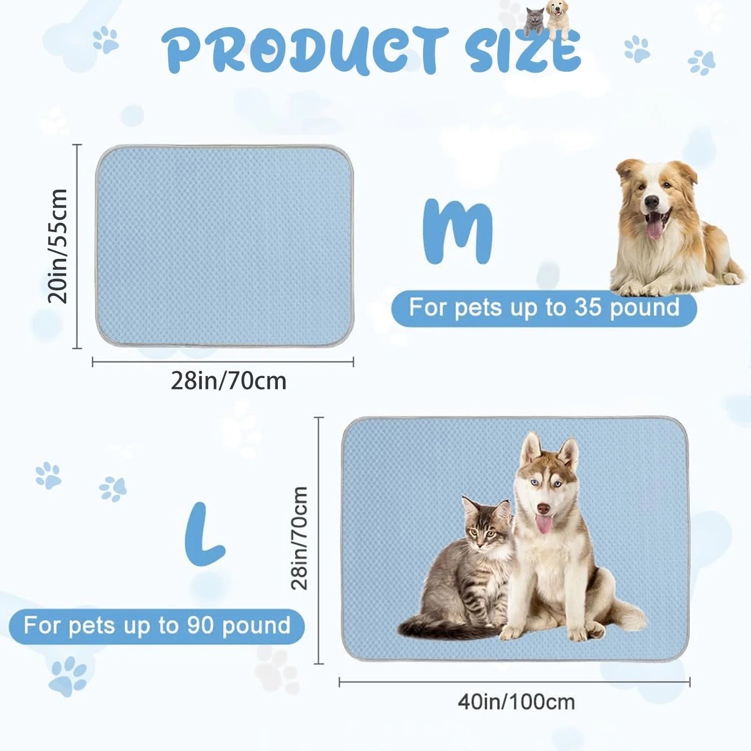 Summer Dog Cooling Mat for Large Dog,40 X 28 Inch Cooling Mat for Dogs,Portable Washable Dog Pad,Gray