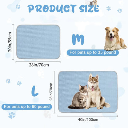 Summer Dog Cooling Mat for Large Dog,40 X 28 Inch Cooling Mat for Dogs,Portable Washable Dog Pad,Gray